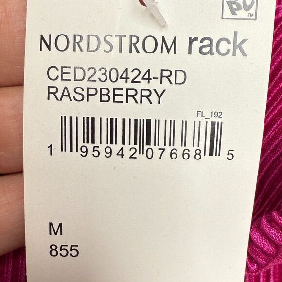NWT Women's MELLODAY Cap‎ Sleeve Belted Plissé Dress Raspberry | Size M - Picture 12 of 15